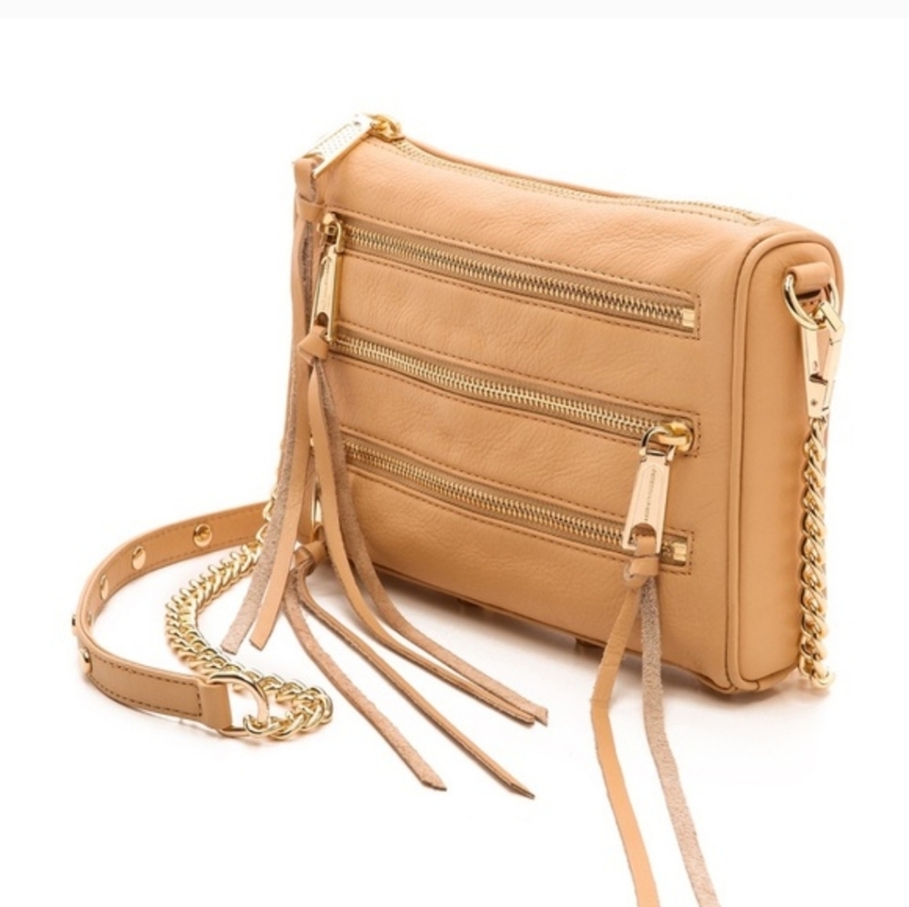 Rebecca Minkoff Beige Crossbody Bag with Gold Accents